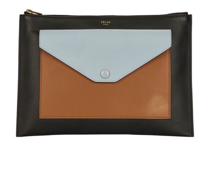 Celine Envelope Clutch, &pound;170, Handbags, Black/Brown, Leather, Front view